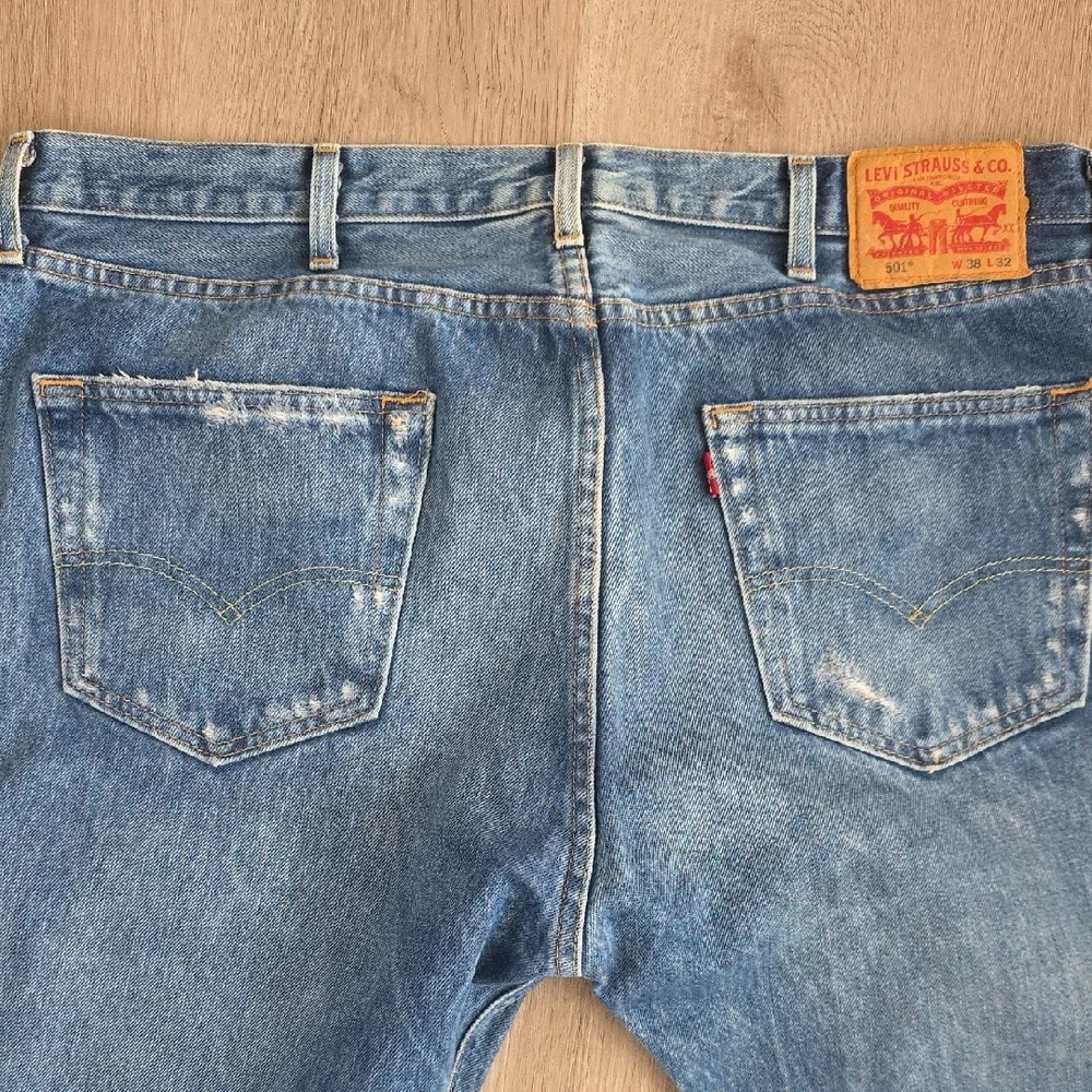 Levi's 501 Straight-Leg Distressed Jeans